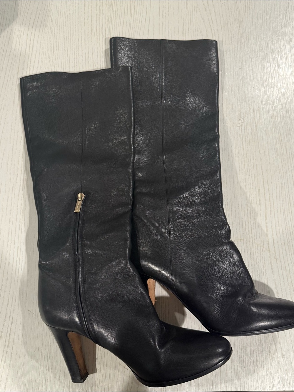 Jimmy Choo Black Leather Mid-Calf Heeled Boots